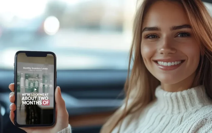 Woman seated in a car showing her Instagram reel